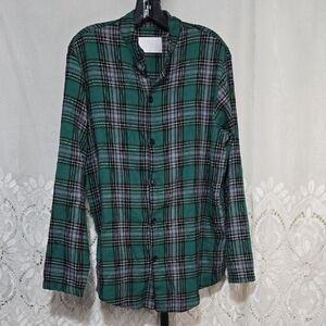 ORO Made In Los Angeles Plaid Flannel Button Down Shirt Sz Medium